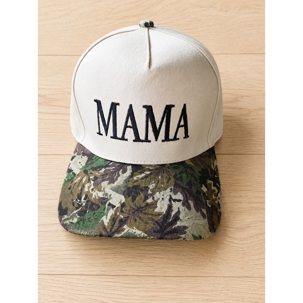 Zenana MAMA Baseball Cap Cream Camo Brim Adjustable Mom Hat New